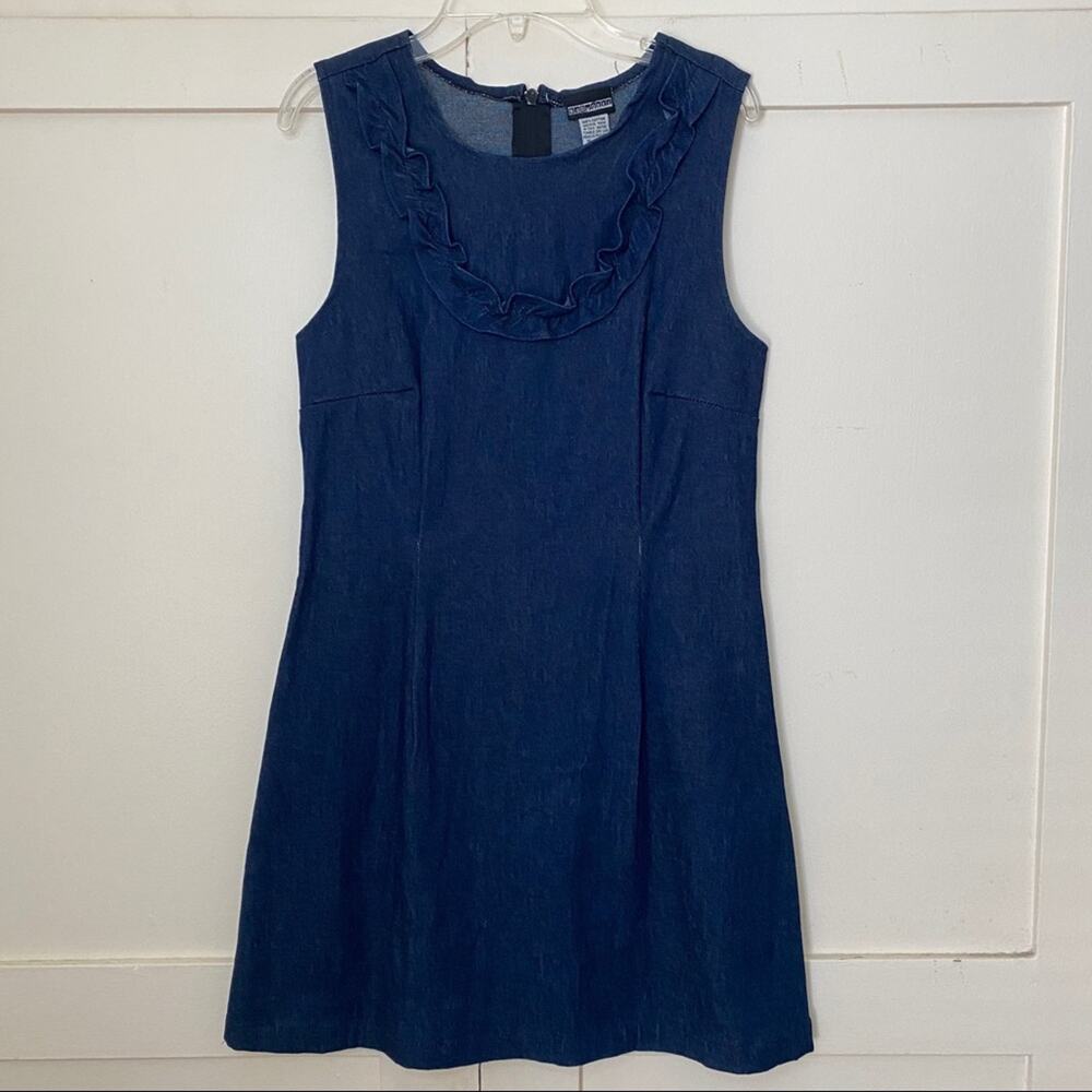 Nooworks Denim Chambray Ruffle Dress Small